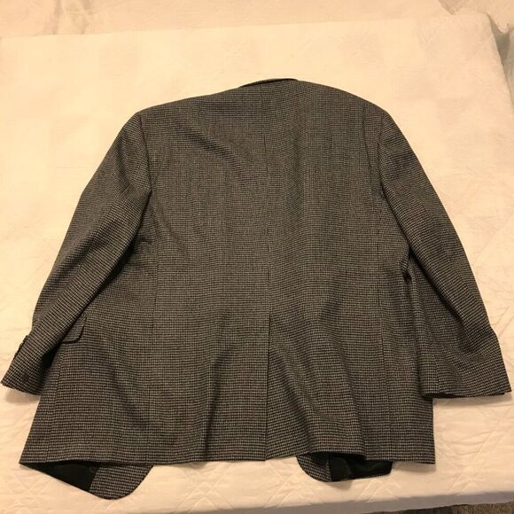 Stafford Merino Wool Sport Coat Mens 48R Classic Fit Grey Houndstooth Blazer - Picture 5 of 5